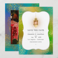 Gold Foil Arabian Bollywood Wedding Photo Save The