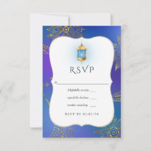 Gold Foil Arabian Bollywood Wedding RSVP Card