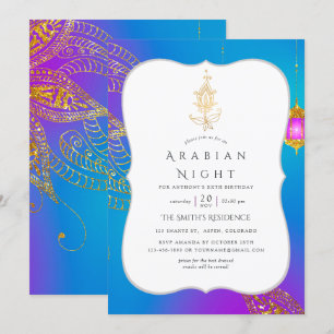Gold Foil Arabian Nights Themed Party Invitation