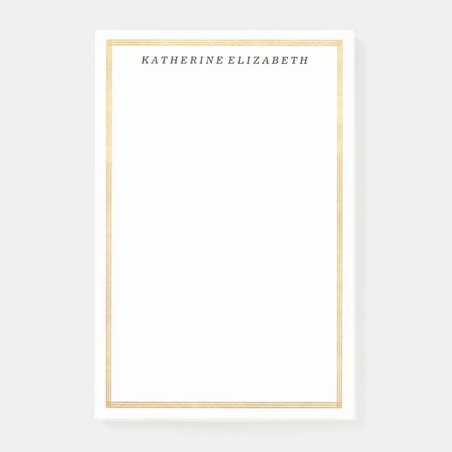 Gold Foil Art Deco Border Personalised Note Pad (Front)