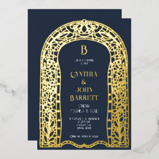 Gold Foil Art Deco Inspired Wedding Invitation