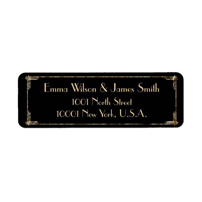 Gold Foil Art Deco Return Address Labels (Front)