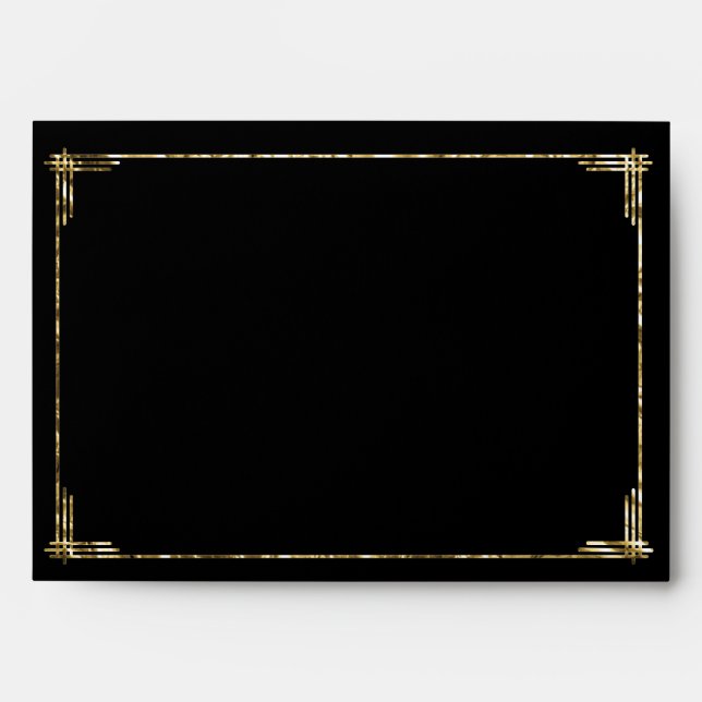 Gold Foil Art Deco Wedding Envelopes A7 (Front)