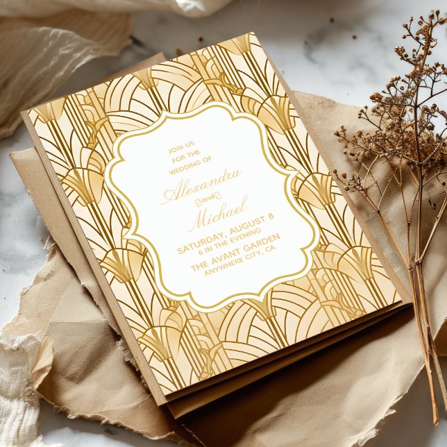  Gold Foil Art Deco Wedding Invitation (Creator Uploaded)