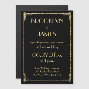 Gold Foil Art Deco Wedding Invitations Magnets