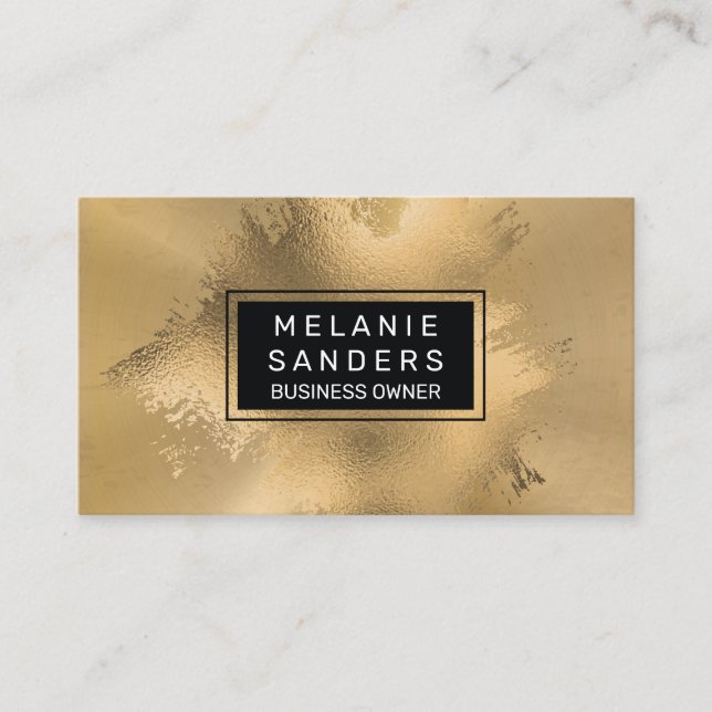 Gold Foil Artistic | Metallic Background Business Card (Front)