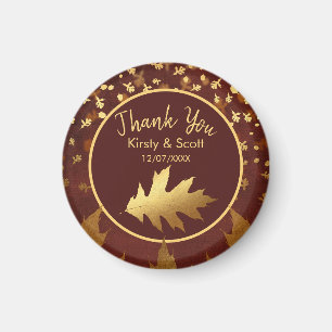 Gold Foil Autumn Fall Leaves Wedding Favour Magnet