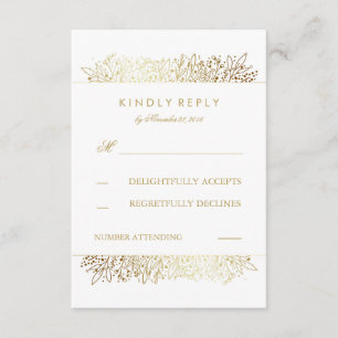 Gold Foil Baby's Breath Floral Wedding RSVP Cards