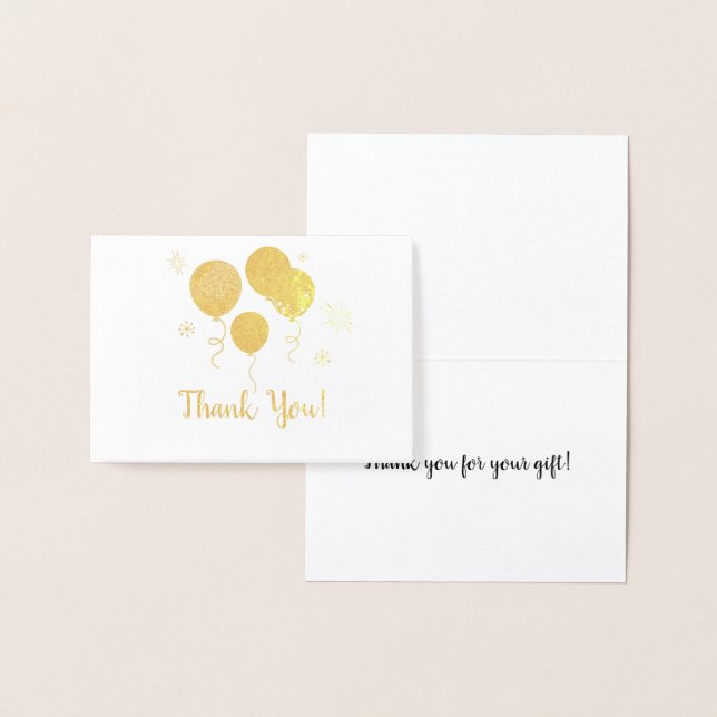 Gold Foil Balloons 50th Anniversary Thank You Note Foil Card (Display)