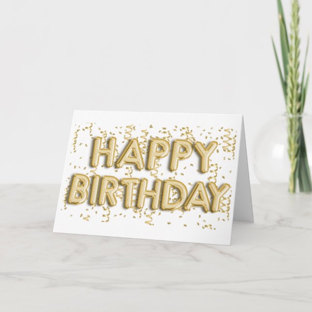 Gold Foil Balloons Happy Birthday Card (Front)
