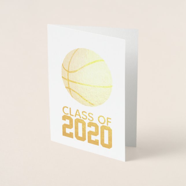 Gold Foil Basketball Graduation Card (Front)