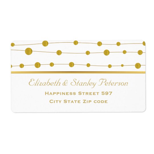 Gold foil beads and stripe modern wedding shipping label