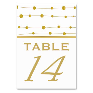 Gold foil beads and stripe wedding table number
