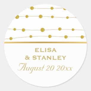 Gold foil beads modern wedding Save the Date Classic Round Sticker