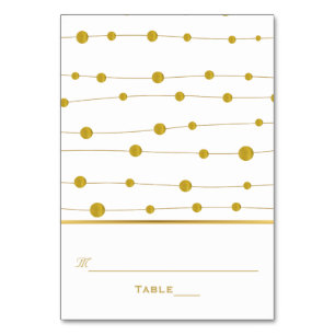 Gold foil beads & stripe modern wedding place card