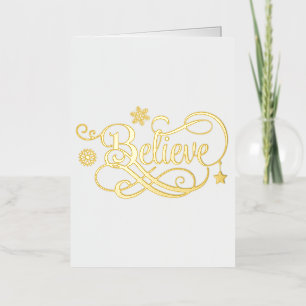Gold Foil Believe Christmas Card