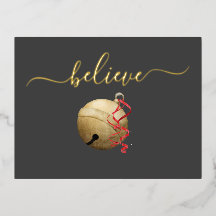 Gold Foil BELIEVE Jingle Bell