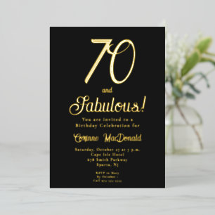 Gold Foil Black 70 &Fabulous 70th Birthday Party