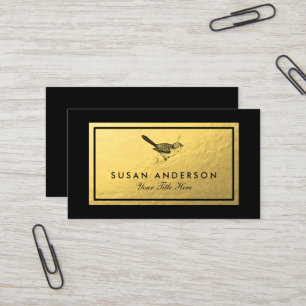 Gold Foil - Black Bushtit Bird Business Card