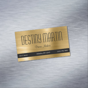 Gold Foil Black Contact Bar Magnetic Business Card