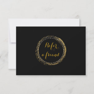 Gold Foil & Black Glamour Circle Referral Card