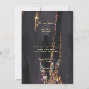Gold Foil Black Glitter Wedding Invitation
