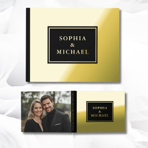 Gold Foil Black Guestbook Editable Classic Simple
