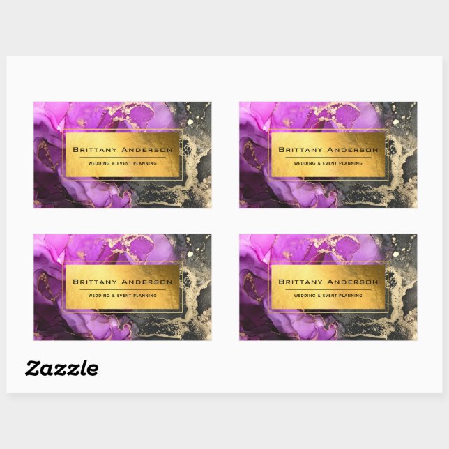 Gold Foil Black Purple Celestial Custom Business Rectangular Sticker (Sheet)