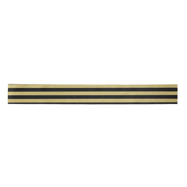 Gold Foil Black Stripes Pattern Satin Ribbon (Front)