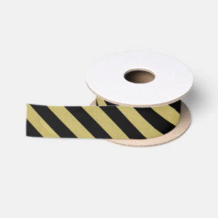 Gold Foil Black Stripes Pattern Satin Ribbon