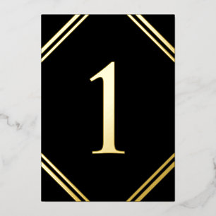 Gold Foil & Black Table Number Cards