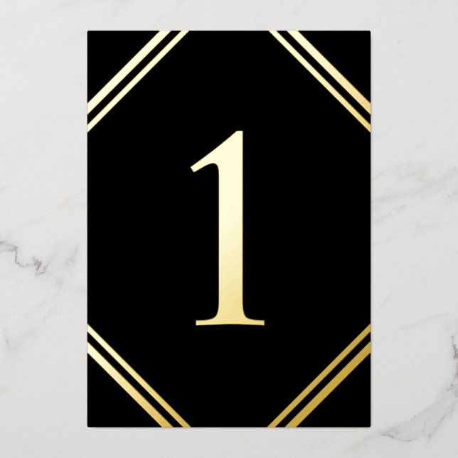 Gold Foil & Black Table Number Cards (Front)