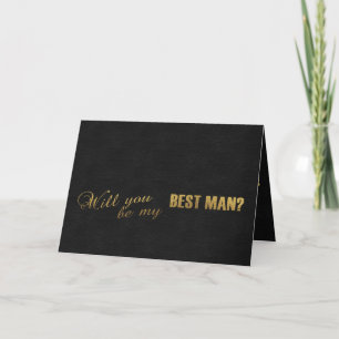 Gold Foil Black Will You Be My Best Man Invitation