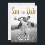 Gold Foil Bohemian Glamour | Photo Save the Date<br><div class="desc">Customise this square invitation card with your favourite photo and personal information.</div>