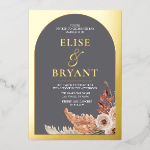 Gold Foil Boho Floral Modern Wedding