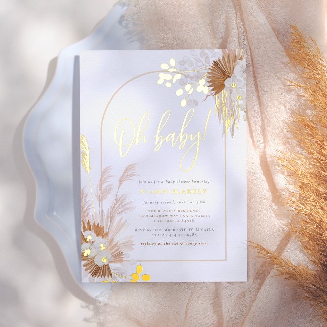 Gold Foil | Boho Pampas Arch Girl Baby Shower (Creator Uploaded)