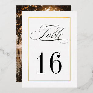 Gold Foil Border Wedding Table Numbers Photo