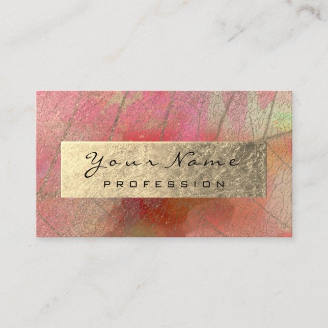 Gold Foil Botanical Abstract Influencer Blogger Business Card (Front)
