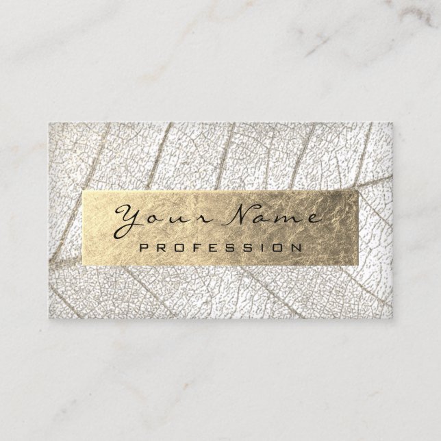 Gold Foil Botanical Grey WHITE WRITER BLOGGER Business Card (Front)