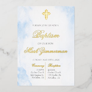 Gold foil boy baptism 