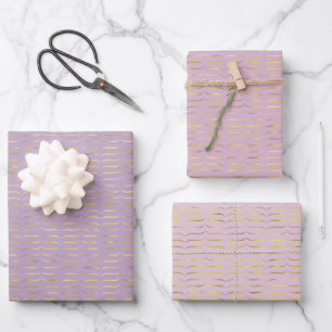Gold Foil Brackets and Lilac Coloured Backgrounds  Wrapping Paper Sheet