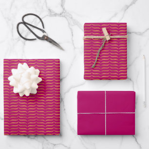 Gold Foil Brackets Hot Pink Coloured Backgrounds  Wrapping Paper Sheet