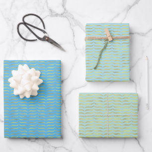 Gold Foil Brackets Sea Green Coloured Backgrounds  Wrapping Paper Sheet