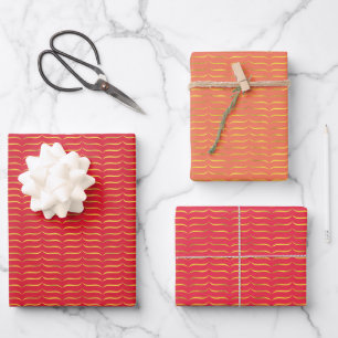 Gold Foil Brackets with Light Coloured Backgrounds Wrapping Paper Sheet