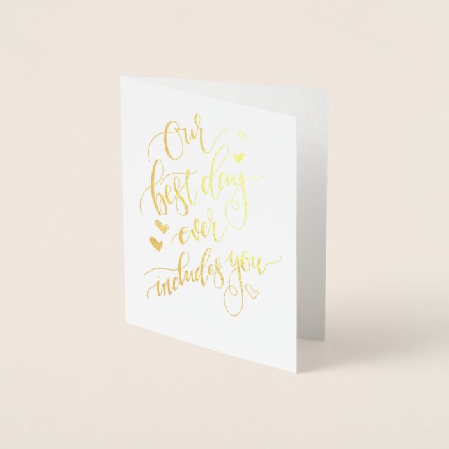 Gold Foil Bridal Party Request Wedding Card (Front)
