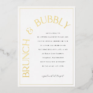 Gold Foil Brunch & Bubbly Bridal Shower Invitation