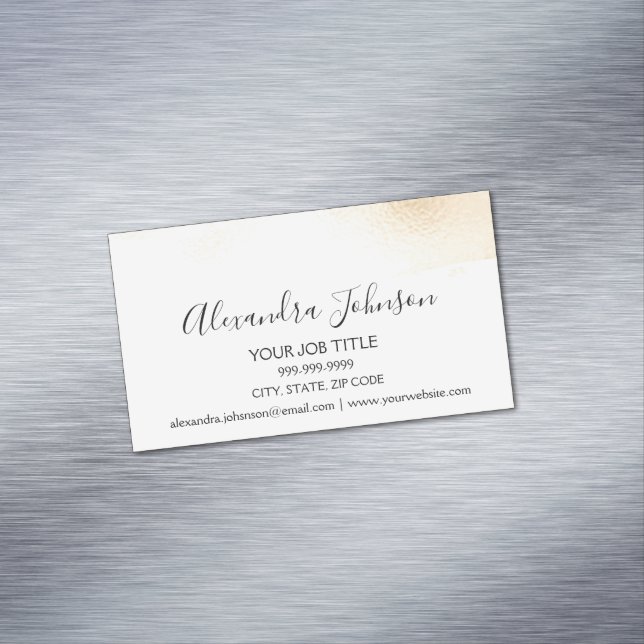 Gold Foil Brush Stroke Modern and Elegant Magnetic Business Card (In Situ)