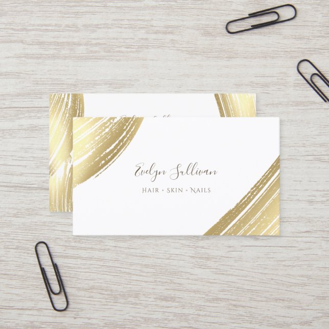 Gold foil brush strokes business card (Front/Back In Situ)