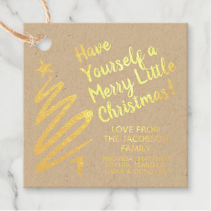 Gold Foil Brushstroke Merry Little Christmas Gift Favour Tags