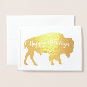 Gold Foil Buffalo Holiday Thoreau Quote Card